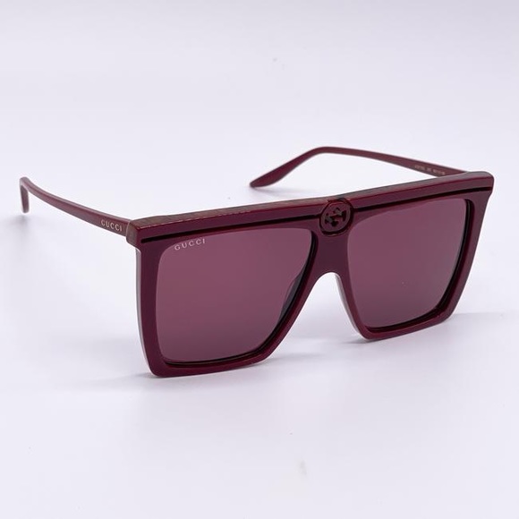 New - Gucci Burgundy New Gg0733s 003 Shield Sunglasses - Picture 8 of 13